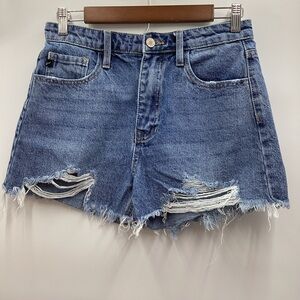 KanCan High Waist Blue Distressed Jean Shorts